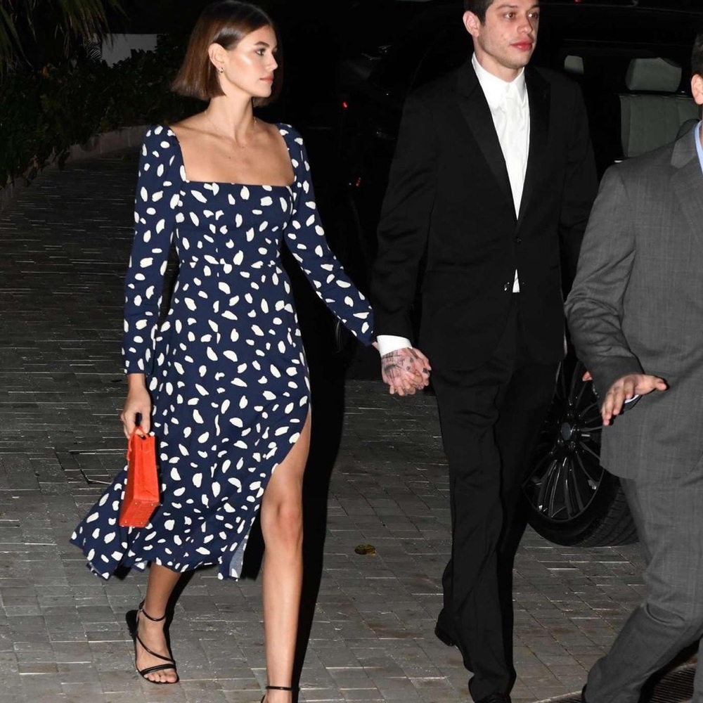 Reformation black and white midi dress with slit like in the pic
